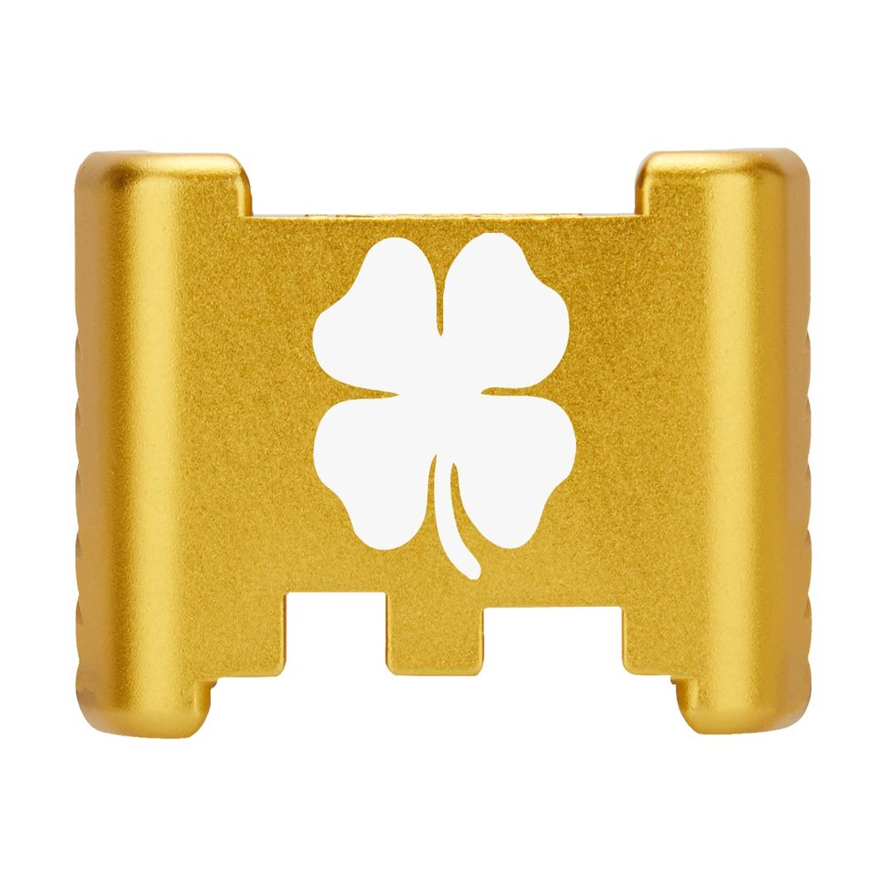NDZ Performance Aluminum Slide Racker Back Plate for Glock 43 43X 48 Improved Slide Grip, Laser Engraved, Gold 4 Leaf Clover