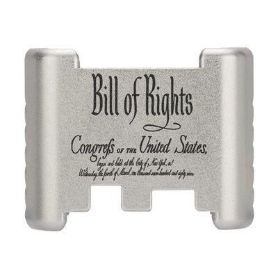 NDZ Performance Aluminum Slide Racker Back Plate for Glock 43 43X 48  Improved Slide Grip, Laser Engraved, Silver  Bill of Rights Script Text