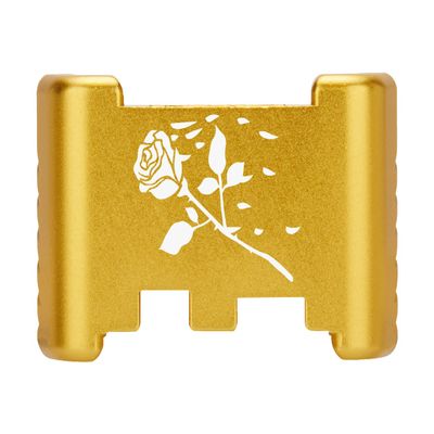 NDZ Performance Aluminum Slide Racker Back Plate for Glock 43 43X 48  Improved Slide Grip, Laser Engraved, Gold  Rose Swoosh Petals