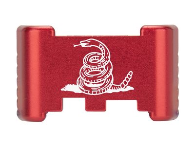 NDZ Performance Aluminum Slide Racker Back Plate for Glock 43 43X 48  Improved Slide Grip, Laser Engraved, Red  Don't Tread On Me Snake Only