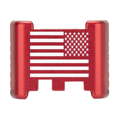 NDZ Performance Aluminum Slide Racker Back Plate for Glock 43 43X 48  Improved Slide Grip, Laser Engraved, Red  US Battle Flag