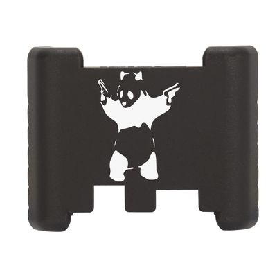 NDZ Performance Aluminum Slide Racker Back Plate for Glock 43 43X 48  Improved Slide Grip, Laser Engraved, Black  Panda with Guns Outline