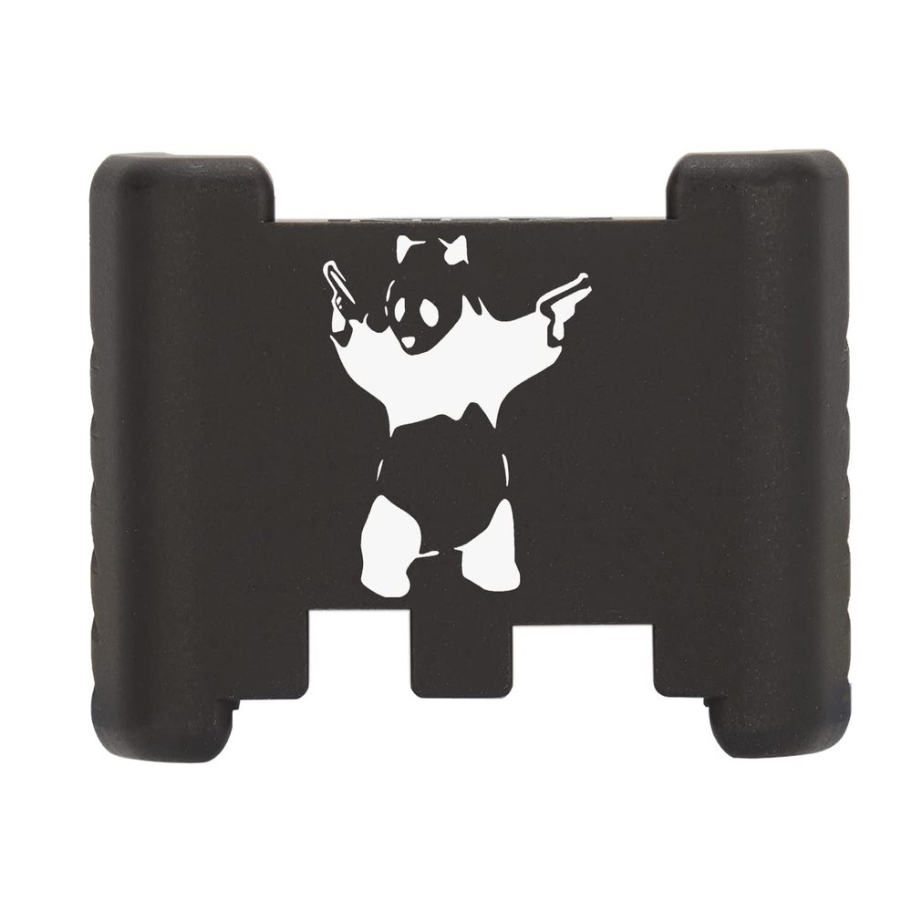 NDZ Performance Aluminum Slide Racker Back Plate for Glock 43 43X 48  Improved Slide Grip, Laser Engraved, Black  Panda with Guns Outline