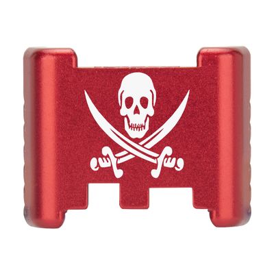 NDZ Performance Aluminum Slide Racker Back Plate for Glock 43 43X 48  Improved Slide Grip, Laser Engraved, Red  Skull and Crossbones Jolly Roger