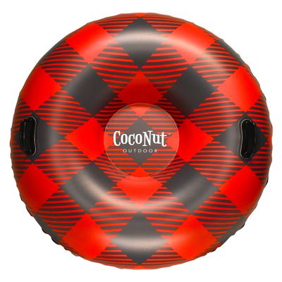 CocoNut Outdoor- 48 Buffalo Plaid Inflatable Snow Ring- Heavy Duty Snow Sled with Sturdy Handles for Kids, Teens and Adults-Cold Resistant Toboggan -Lightweight Tube for Boys and Girls