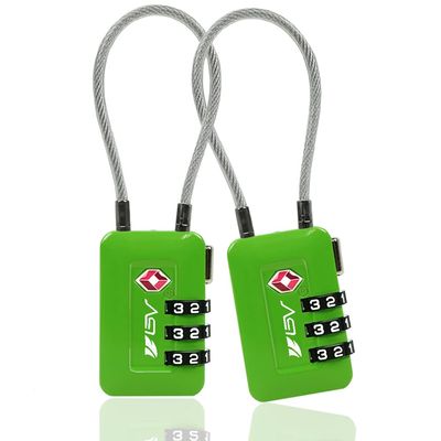 TSA Accpeted Luggage Travel Lock, Set-Your-Own Combination Lock for School Gym, Golf Bag, Locker, Luggage Suitcase Baggage Locks, Filing Cabinets, Toolbox, Case (Green, 2 Pack)