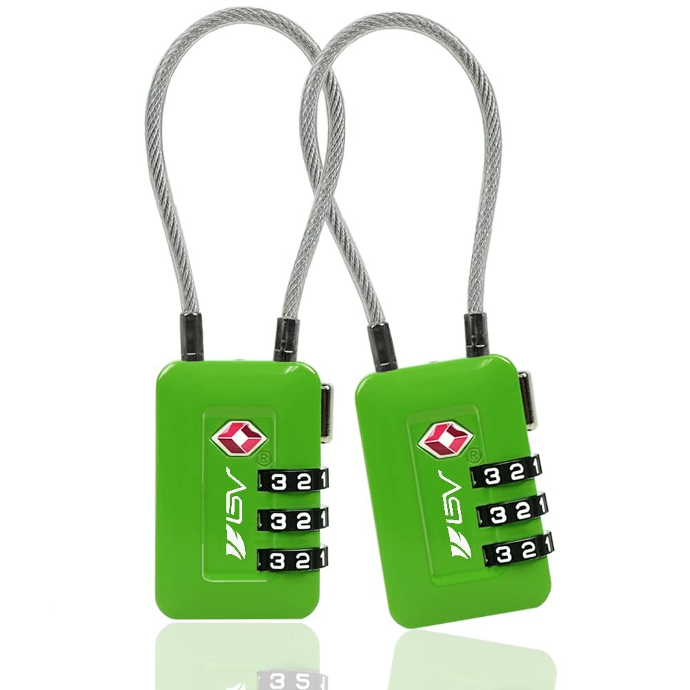 TSA Accpeted Luggage Travel Lock, Set-Your-Own Combination Lock for School Gym, Golf Bag, Locker, Luggage Suitcase Baggage Locks, Filing Cabinets, Toolbox, Case (Green, 2 Pack)