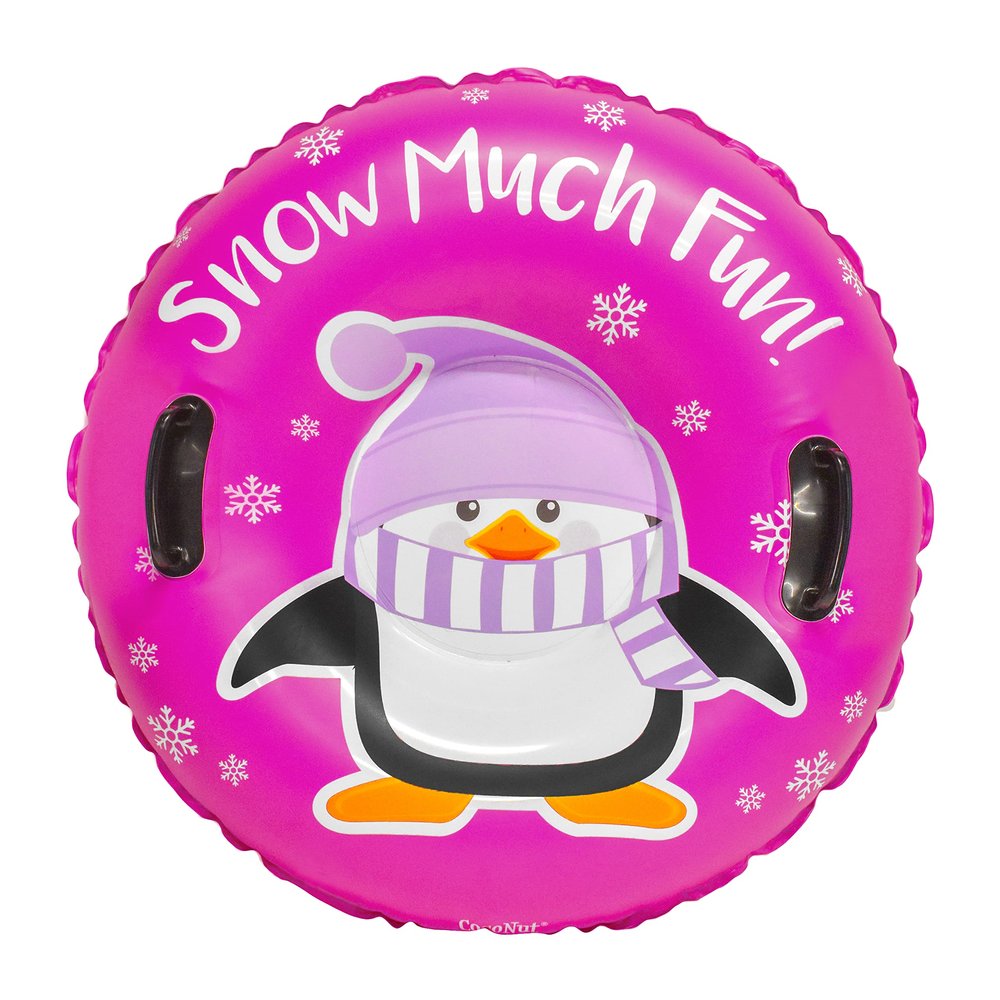 CocoNut Outdoor- 32 Inflatable Penguin Snow Ring- Snow Much Fun Heavy Duty Snow Sled with Sturdy Handles for Kids, Teens and Adults-Cold Resistant Toboggan -Lightweight Tube for Boys and Girls
