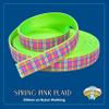 Country Brook Design - 3/4 Inch Spring Pink Plaid on Hot Green Nylon Webbing, 5 Yds. view 2