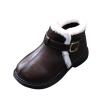 Fashion Autumn and Winter Girls Boots Flat Bottom Non Slip Short Plush Warm Solid Buckle Slippers for Toddler Girls (Brown, 2-2.5 Years Toddler) view 1