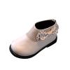 Fashion Autumn and Winter Girls Boots Round Toe Flat Sole Thick Sole Non Slip Back Zipper Cute Polka Baby Winter Boots (White, 2-2.5 Years Toddler) view 1