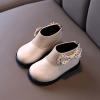 Fashion Autumn and Winter Girls Boots Round Toe Flat Sole Thick Sole Non Slip Back Zipper Cute Polka Baby Winter Boots (White, 2-2.5 Years Toddler) view 2