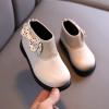 Fashion Autumn and Winter Girls Boots Round Toe Flat Sole Thick Sole Non Slip Back Zipper Cute Polka Baby Winter Boots (White, 2-2.5 Years Toddler) view 4