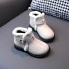 Fashion Autumn and Winter Girls Boots Flat Bottom Non Slip Short Plush Warm Solid Buckle Slippers for Toddler Girls (Beige, 3-3.5 Years Toddler) view 2