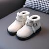 Fashion Autumn and Winter Girls Boots Flat Bottom Non Slip Short Plush Warm Solid Buckle Slippers for Toddler Girls (Beige, 3-3.5 Years Toddler) view 3