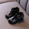 Fashion Autumn and Winter Girls Boots Round Toe Flat Sole Thick Sole Non Slip Back Zipper Cute Polka Baby Winter Boots (Black, 3.5-4 Years Toddler) view 2
