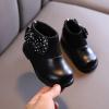 Fashion Autumn and Winter Girls Boots Round Toe Flat Sole Thick Sole Non Slip Back Zipper Cute Polka Baby Winter Boots (Black, 3.5-4 Years Toddler) view 3