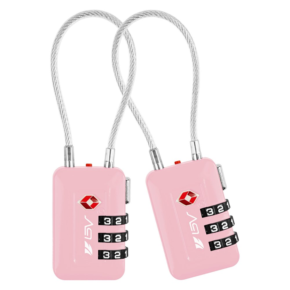 TSA Accepted Luggage Travel Lock, Set-Your-Own Combination Lock for School Gym Locker, Golf Bag, Luggage Suitcase Baggage Locks, Filing Cabinets, Toolbox, Case (Pink, 2 Pack)