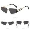 HCHES Cat's Eye Frameless Style Sunglasses Fashion Personality Stars Sun Glasses Of The Same Type,1,One size view 3