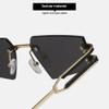 HCHES Cat's Eye Frameless Style Sunglasses Fashion Personality Stars Sun Glasses Of The Same Type,1,One size view 4