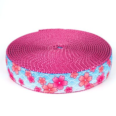 Country Brook Design - Pink April Blossoms on Rose Nylon Webbing (3/4 Inch, 20 Yards)