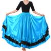 Backgarden Women Black Red Layers Satin Long Skirt for Spanish Flamenco Belly Dance Gypsy Mexico Ballet Folklorico Performance Costume (Lake Blue Theme) view 1