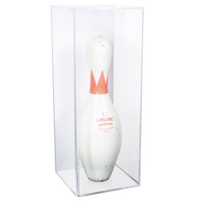 Better Display Cases Acrylic Bowling Pin Display Case with White Slide Back with Wall Mount 7" x 7" x 18" (D08/A102)
