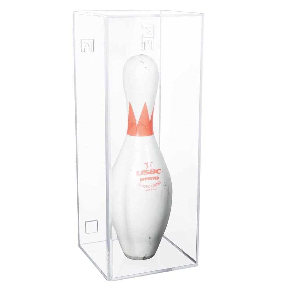 Better Display Cases Acrylic Bowling Pin Display Case with Clear Slide Back with Wall Mount 7" x 7" x 18" (D08/A102)