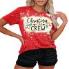 Christmas Crew Shirts for Women Xmas Shirt Top Short Sleeve Christmas Lights Print Graphic T Shirt Holiday Tees view 3