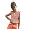 RaanPahMuang Brand Girls Light Cotton Lace Stitch Northern Thai Summer Shirt, Large, Coral Pink view 1