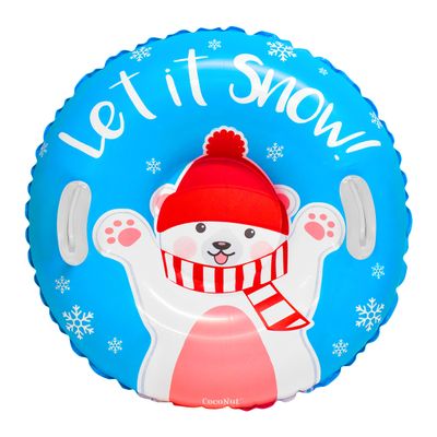 CocoNut Outdoor- 32 Inflatable Polar Bear Snow Ring- Let it Snow Heavy Duty Snow Sled with Sturdy Handles for Kids, Teens and Adults-Cold Resistant Toboggan -Lightweight Tube for Boys and Girls