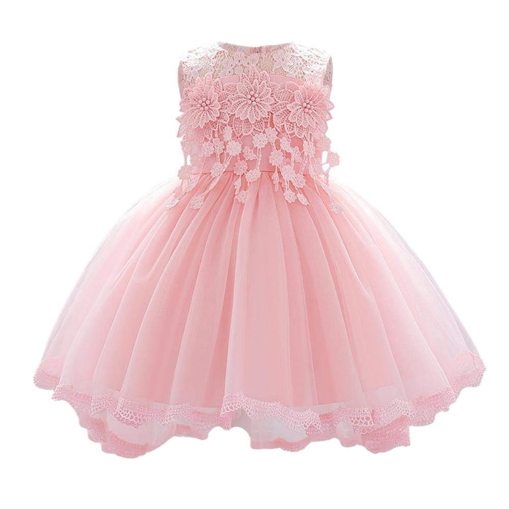 Baby Girls Party Dress Tutu Dress Girls' Princess Dress Sleeveless Flower Girl Dresses for Wedding Formal Christmas Dress First Birthday Dresses Vestidos para Nias Bebe Pink C 18-24 M