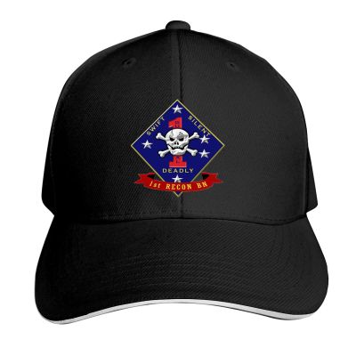 1st Reconnaissance Recon Battalion Baseball Cap Casquette Trucker Hat Adjustable Dad Hat Denim Hat for Men Women Black
