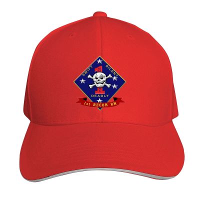 1st Reconnaissance Recon Battalion Baseball Cap Casquette Trucker Hat Adjustable Dad Hat Denim Hat for Men Women Red