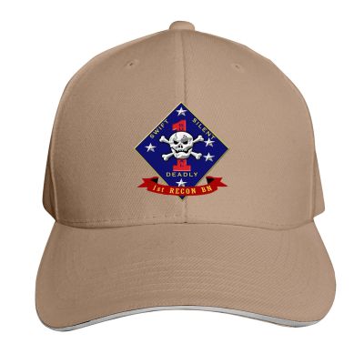 1st Reconnaissance Recon Battalion Baseball Cap Casquette Trucker Hat Adjustable Dad Hat Denim Hat for Men Women Natural