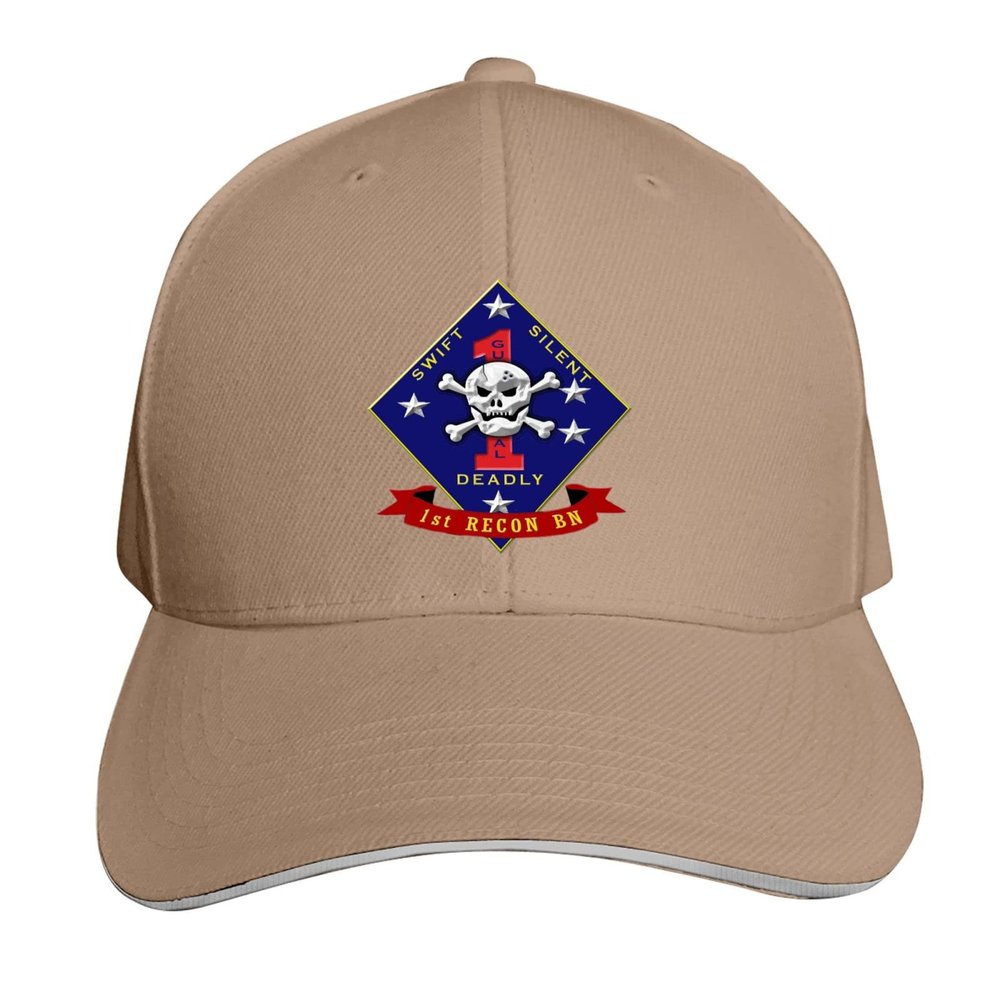 1st Reconnaissance Recon Battalion Baseball Cap Casquette Trucker Hat Adjustable Dad Hat Denim Hat for Men Women Natural
