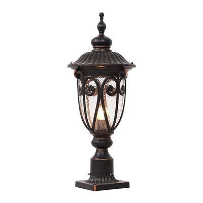CHENKUI Modern Exterior Cap Lamp Black Post Headlights Die-Cast Aluminum Glass LampShade Pillar Lights Outdoor with Mount Base Post Lamp Light Fixtures for Garden, Patio, Pathway,Patio,Villa