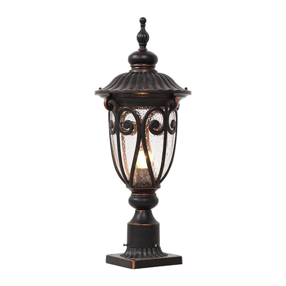 CHENKUI Modern Exterior Cap Lamp Black Post Headlights Die-Cast Aluminum Glass LampShade Pillar Lights Outdoor with Mount Base Post Lamp Light Fixtures for Garden, Patio, Pathway,Patio,Villa