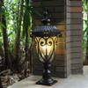 CHENKUI Modern Exterior Cap Lamp Black Post Headlights Die-Cast Aluminum Glass LampShade Pillar Lights Outdoor with Mount Base Post Lamp Light Fixtures for Garden, Patio, Pathway,Patio,Villa view 3