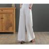 Maiyifu-GJ Women Casual Cotton Linen Baggy Pants Relaxed Fit Soft Comfy Wide Leg Trousers Drawstring High Waist Loose Pant (White,Medium) view 2