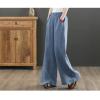 Maiyifu-GJ Women Casual Cotton Linen Baggy Pants Relaxed Fit Soft Comfy Wide Leg Trousers Drawstring High Waist Loose Pant (Light Blue,Small) view 3