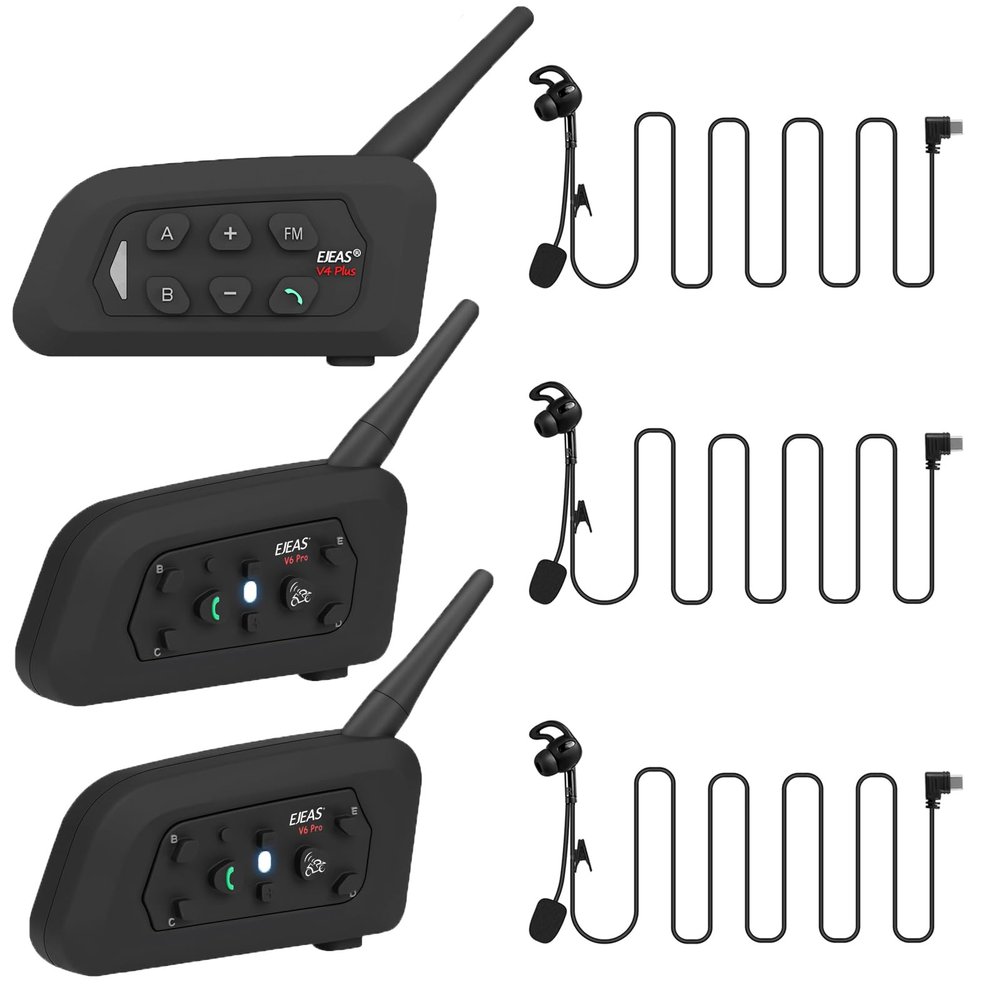 MIMIRACLE Referee Headset, Referee Communication System with Headset Earphone, V4+2V6 Bluetooth Intercom for Football Soccer Handball -3Pack(V4+2V6)