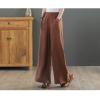Maiyifu-GJ Women Casual Cotton Linen Baggy Pants Relaxed Fit Soft Comfy Wide Leg Trousers Drawstring High Waist Loose Pant (Brown 1,Large) view 2