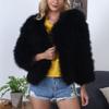 HINDOLA Womens Luxury Jacket Winter Warm Fluffy Faux Fur Short Coat Hooded Parka Outwear view 2