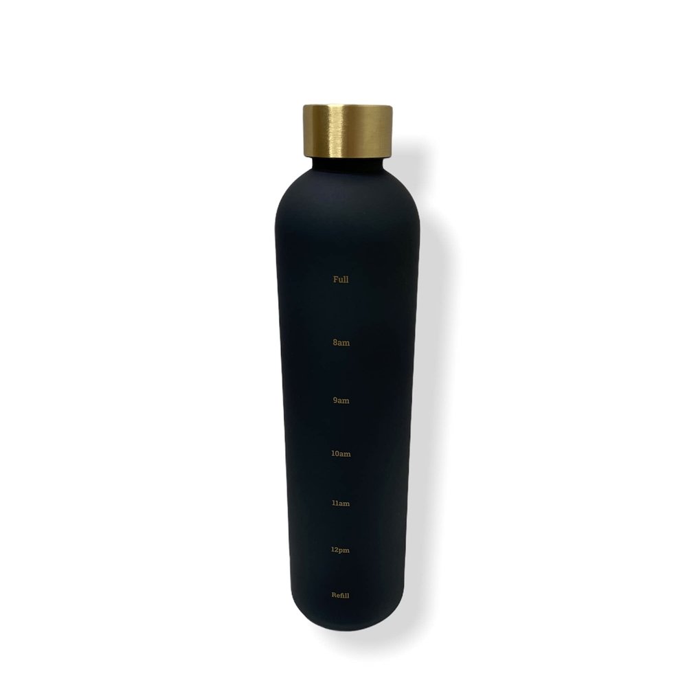 Adapta Bottle Time Marker Motivational Water Bottle 32oz Aesthetic BPA Free Frosted Plastic Water Bottle Perfect for the Gym, Sports and Outdoor Reusable and Leak proof Matte Black