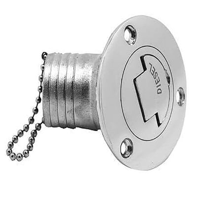 TANFEI 45 Degree Marine Deck Filler Fill, Marine Stainless Steel Flip Tab Keyless Angled Neck Deck Fill Kit for Boat Yacht RV (DIESEL, 2" /50mm)