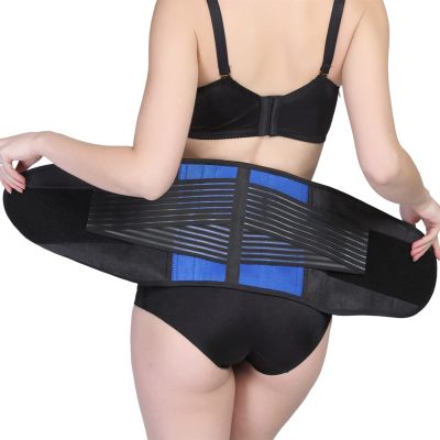 ANRIO Sports Waist Trainer Trimmer for Men & Women Compression Lower Back Brace Lumbar Support Belt Slimming Body Shaper Girdles Plus Size S-6XL (Color : Blue Black, Size : XXXXXL/XXXXX-Large)