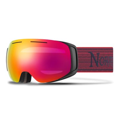 Nordik Loki Ski Goggle Winter Snow Goggles(Matte Black/Black and Red Lens)