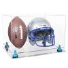 Better Display Cases Acrylic Football and Football Helmet Display Case - Large Rectangle Box with Clear Case with, Light Blue Risers and Clear Base 18" x 14" x 12" (A014/B60) view 1