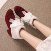 LIPIJIXI Fashion Winter Brogue Boots for women Low Heel Winter Booties Side Zipper Suede Warm Boots Chunky Heel Riband Faux Fur Boots Red size 36 view 2